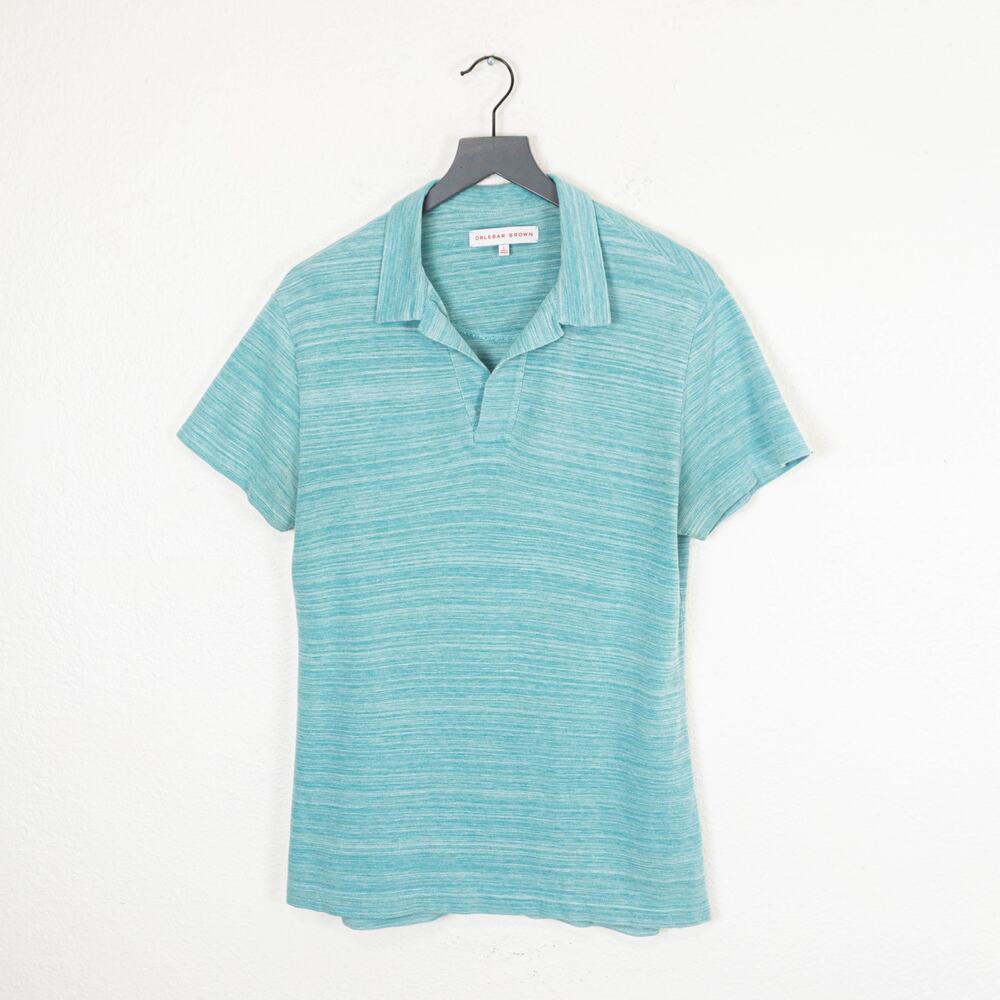 Orlebar Brown Felix Melange Cotton-Pique Polo Turquoise Large